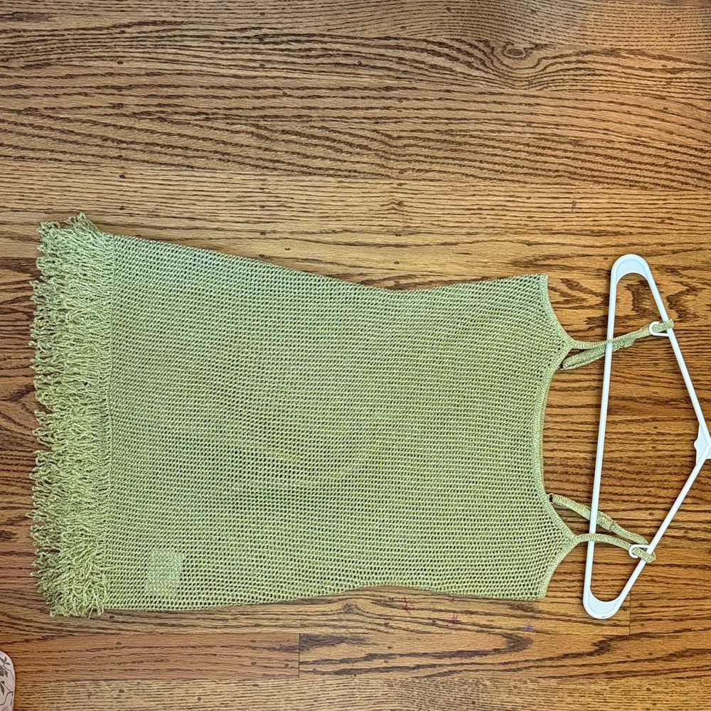 White Fox Boutique Light Green Crochet Mini Dress
